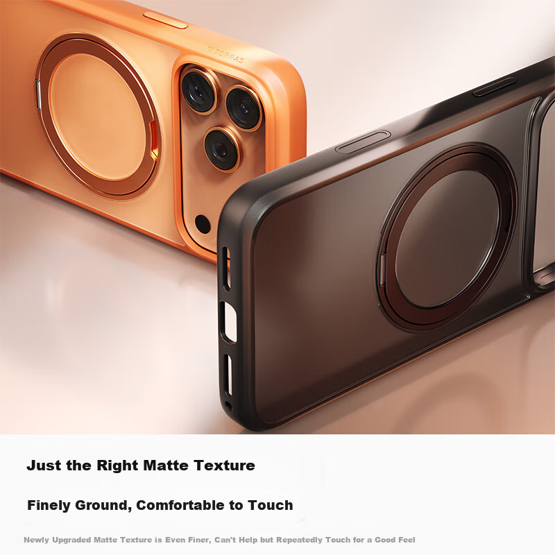 Чехол TORRAS Pivot для Apple iPhone 17 Pro, черный, с защитой камеры, противоударный, с подставкой, простой стиль, PC+TPU+алюминиевый сплав
