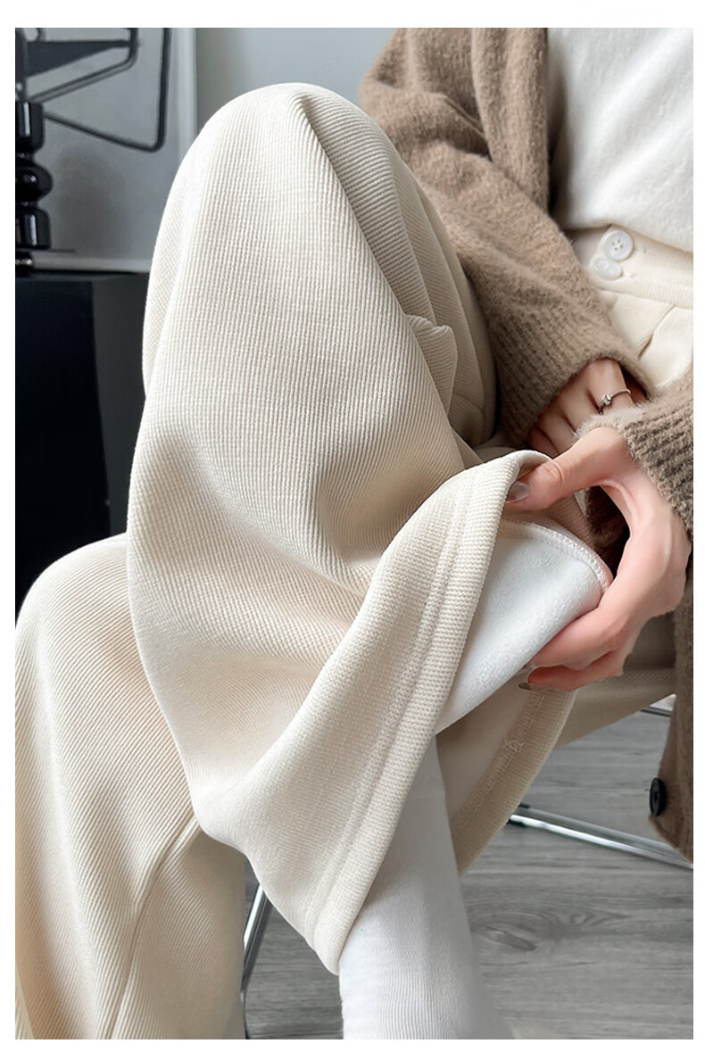 FitonTon Chenille Wide-Leg Pants for Women Autumn Winter 2025 New Slim Fit Blazer Fleece-Lined Thick Corduroy Trousers 12