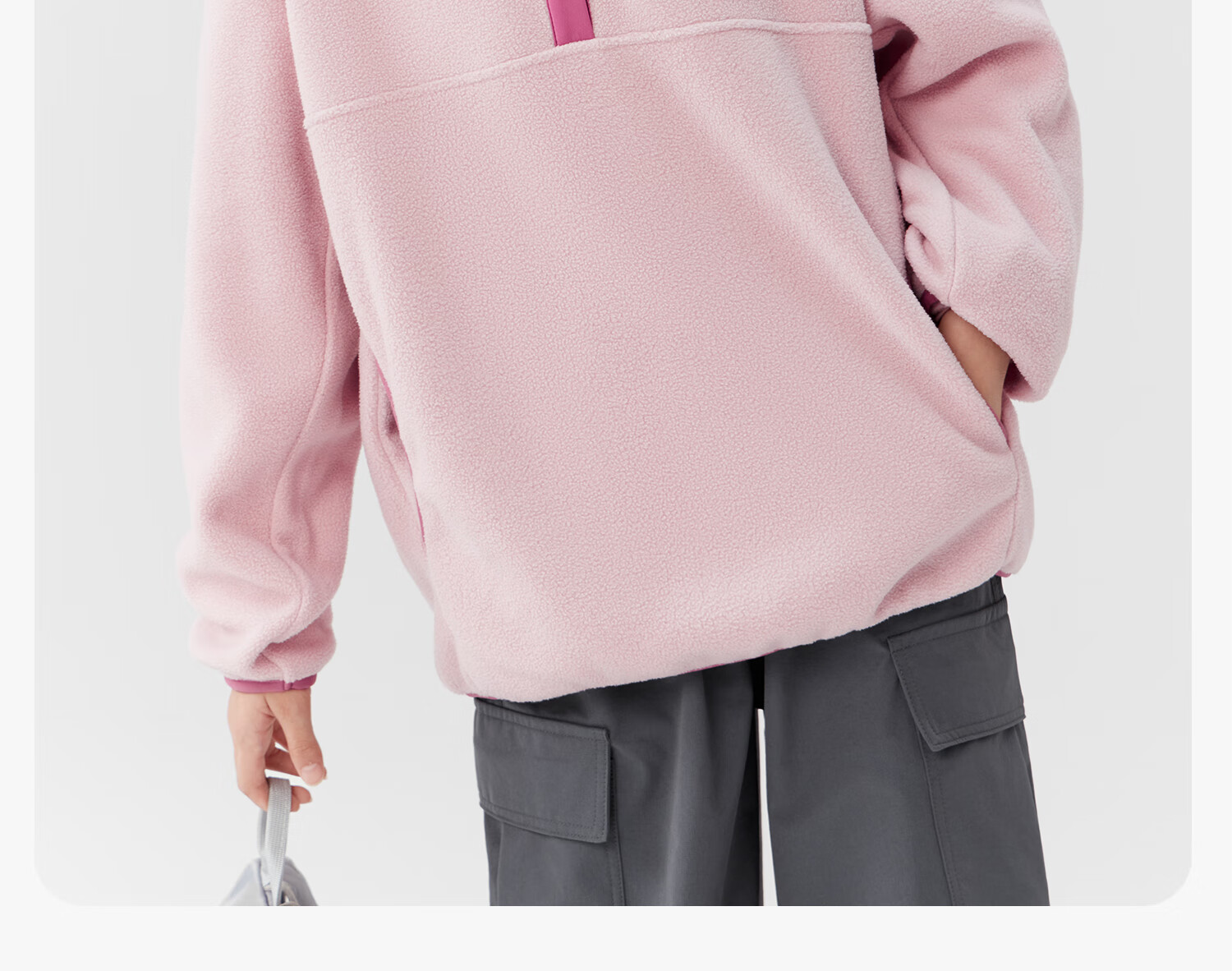 Zuo Xi Girls' Fleece Sweatshirt 2025 New Children's Winter Stand Collar Anti-Static Jacket Pink 120 18