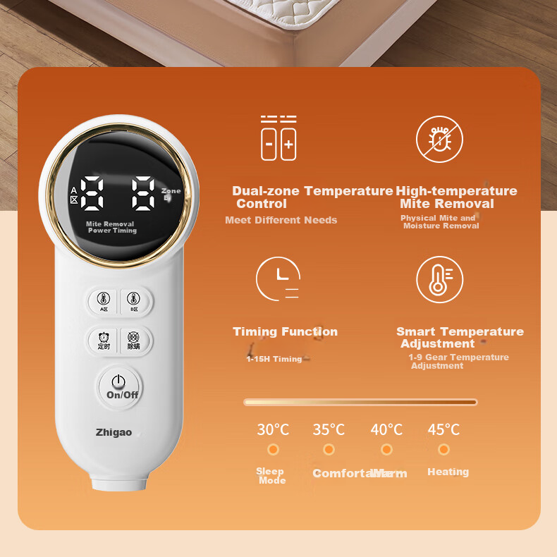 CHIGO [Dehumidifying And Mite-Removing] Double-Sided Dual Temperature Control, 3C Certified Water Heating Electric Heated Blanket, Electric Mattress Pad, 1.5x1.8m 11
