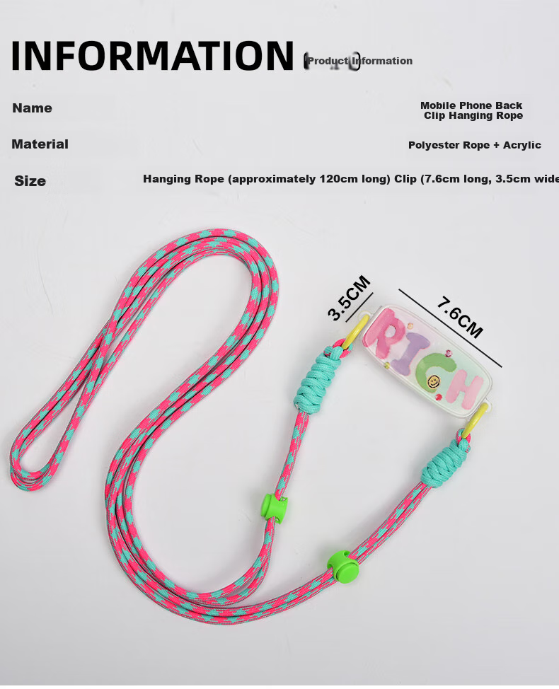 Dipuer Detachable Phone Strap with Adjustable Crossbody Strap, Neck Lanyard, Anti-Loss Cord, Shockproof Cartoon Design, Suitable for Any Phone - Rich Versio 10