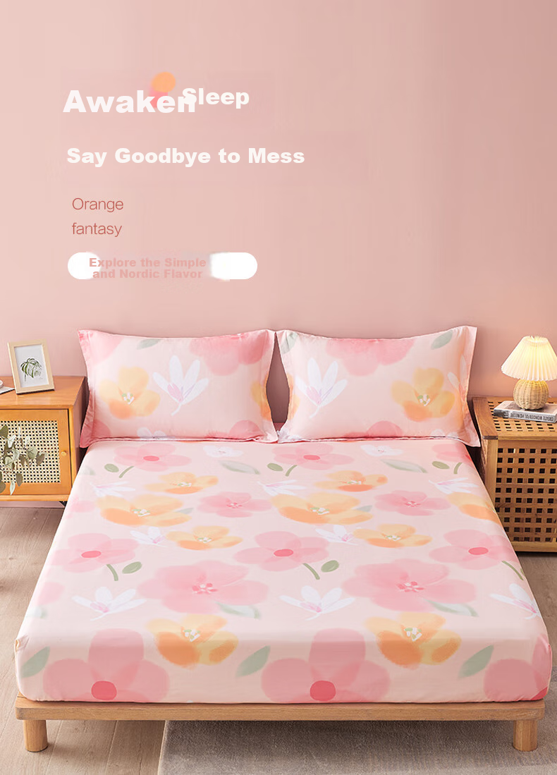 BEYOND Home Textiles Pure Cotton Fitted Sheet, Mattress Cover, Single Piece Set, Sunflower Pattern, 150*200cm 1