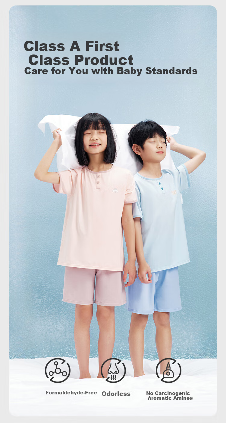 JD Jingzao 10A Antibacterial Children's Pajamas Bamboo Fiber Girls' Breathable Short Sleeve Sleepwear Ice Mist Purple 130 4