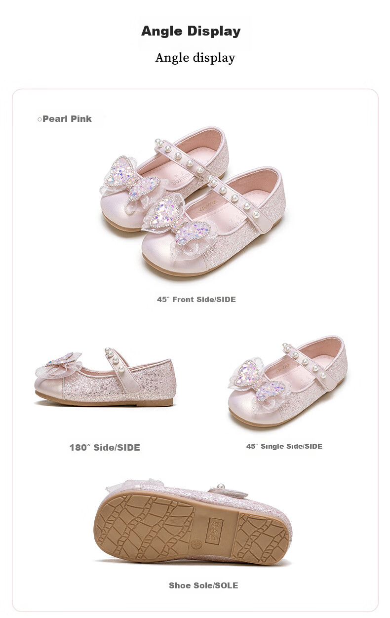 Follow Me Girls' Sequin Bow Square-Toe Princess Shoes, Soft Sole Breathable Performance Dress Shoes for Girls, Pink, Size 29 11