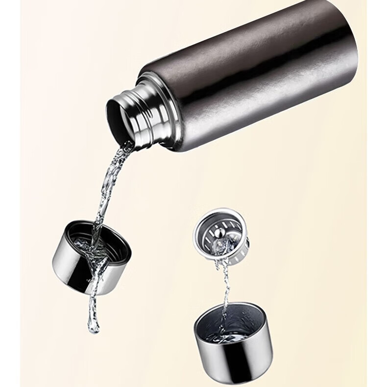 Термос-кружка Jingyan Sun Pure Titanium, с функцией разделения чая, 450 мл, серебристый