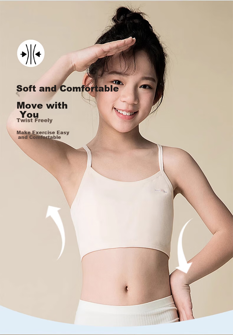 Ziyouxi Girls' Underwear for Elementary School Students in Puberty, Ages 8-12, Children's First Stage Camisole Thin Bra for Young Girls 6