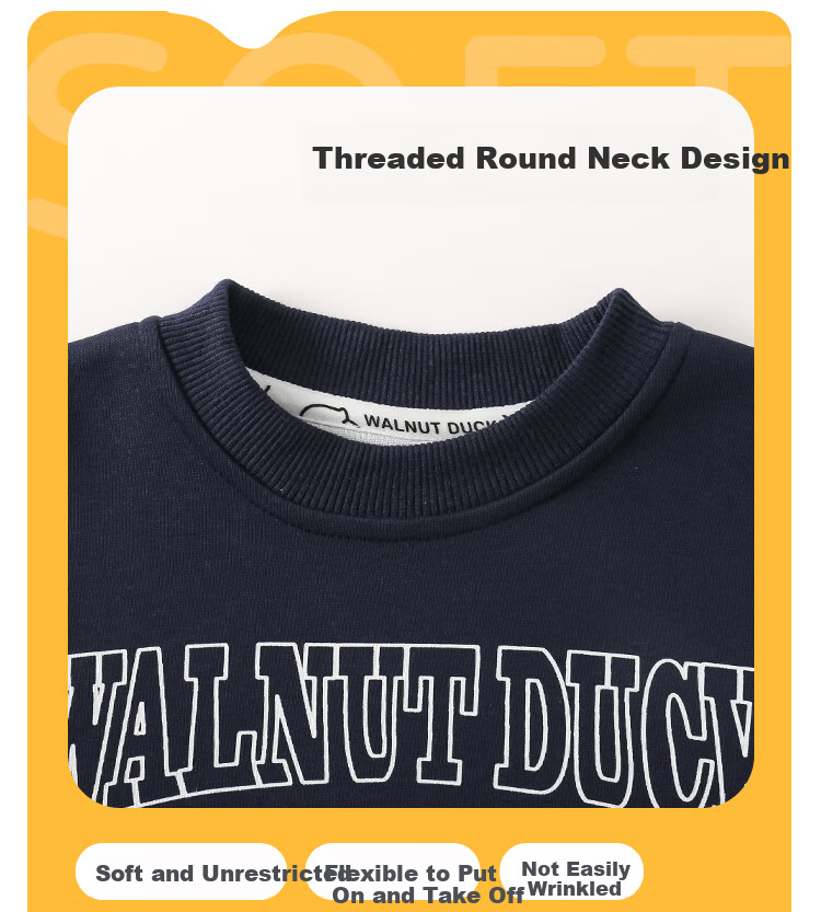 WALNUT DUCK [Children's Sweatshirt] Little Yellow Duck Boys And Girls 2025 Autumn Trendy Versatile Casual Top, White, Size 110 7