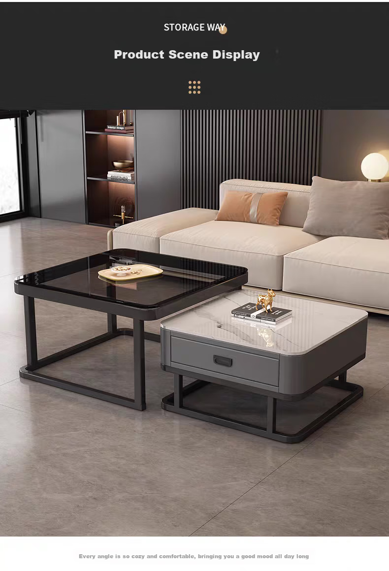 Gupujia Rock Slab Coffee Table, Living Room Modern Minimalist Light Luxury Small Apartment Reception Tea Table, Sofa Glass Side Table, Balcony Small Corner Table 7