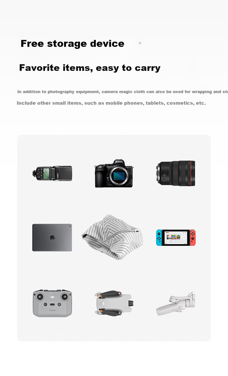 Zhuoer Printed Camera Folding Cloth, P-Shaped Makeup Bag, Magic Cloth, Multi-Purpose Cloth, Mirrorless And DSLR Camera Wrap Cloth, IPad Inner Liner, Microfiber Fabric, Aoyun Gray Magic Cloth, 45*45 6