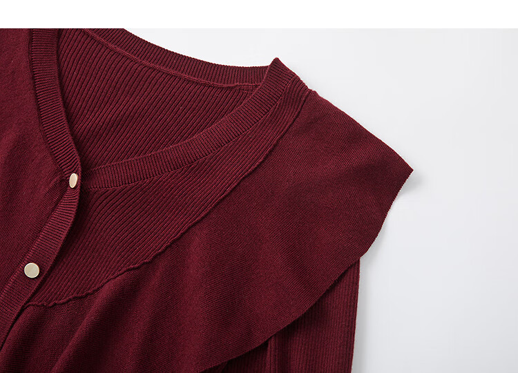 Demana Autumn Elegant Irregular Ruffle V-Neck Knit Sweater with Contrasting Buttons and Wool Blend 3