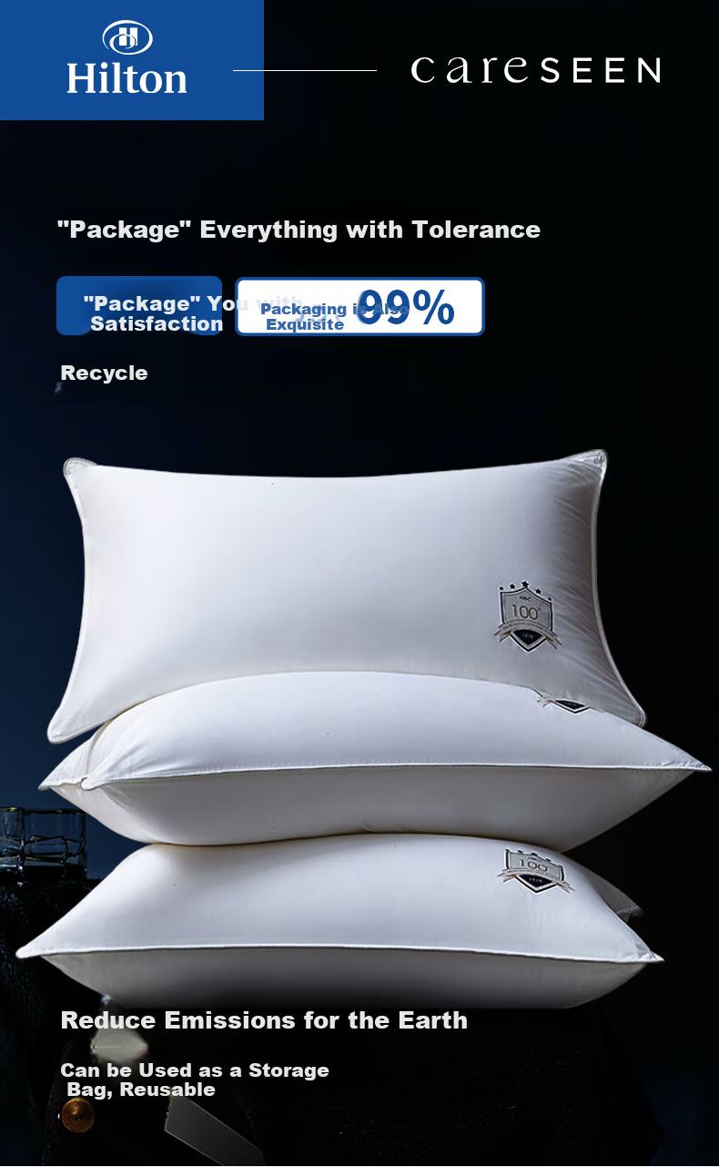 Canasin Hilton Pillow, Five-Star Hotel Fiber Pillow Core, Antibacterial Home Adult Pillow Core, Single Piece, 74*48cm 1