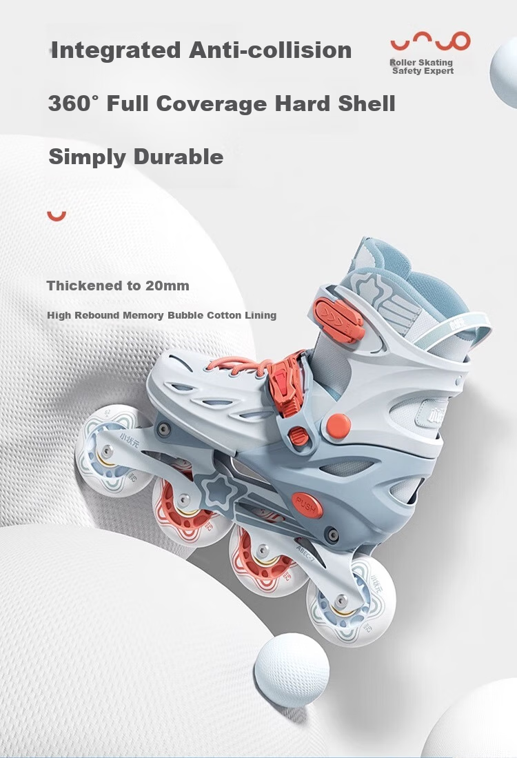 Xiaozhuangyuan Roller Skates for Children, Inline Skates with Alloy Frame, All-Flash Wheels, Dream Home Birthday Gift, L5 Blue Orange S 1