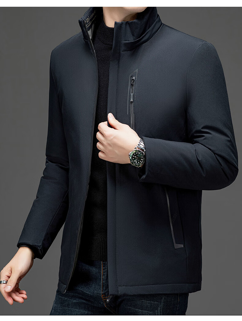 ROMON Men's Winter Cotton Jacket Trendy Business Warm Cotton Coat Middle-aged and Elderly Dad Style 8806 Black 2XL 5
