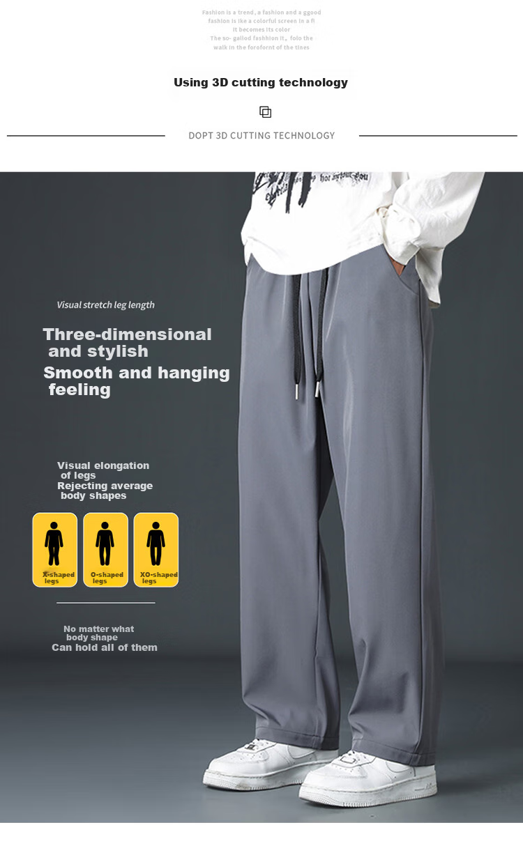 TUCANO Casual Pants for Men, Spring And Autumn Thick Style, Draping Anti-Wrinkle Drawstring Sports Versatile Straight-Leg Trousers, Men's Clothing, Black, Size L 2