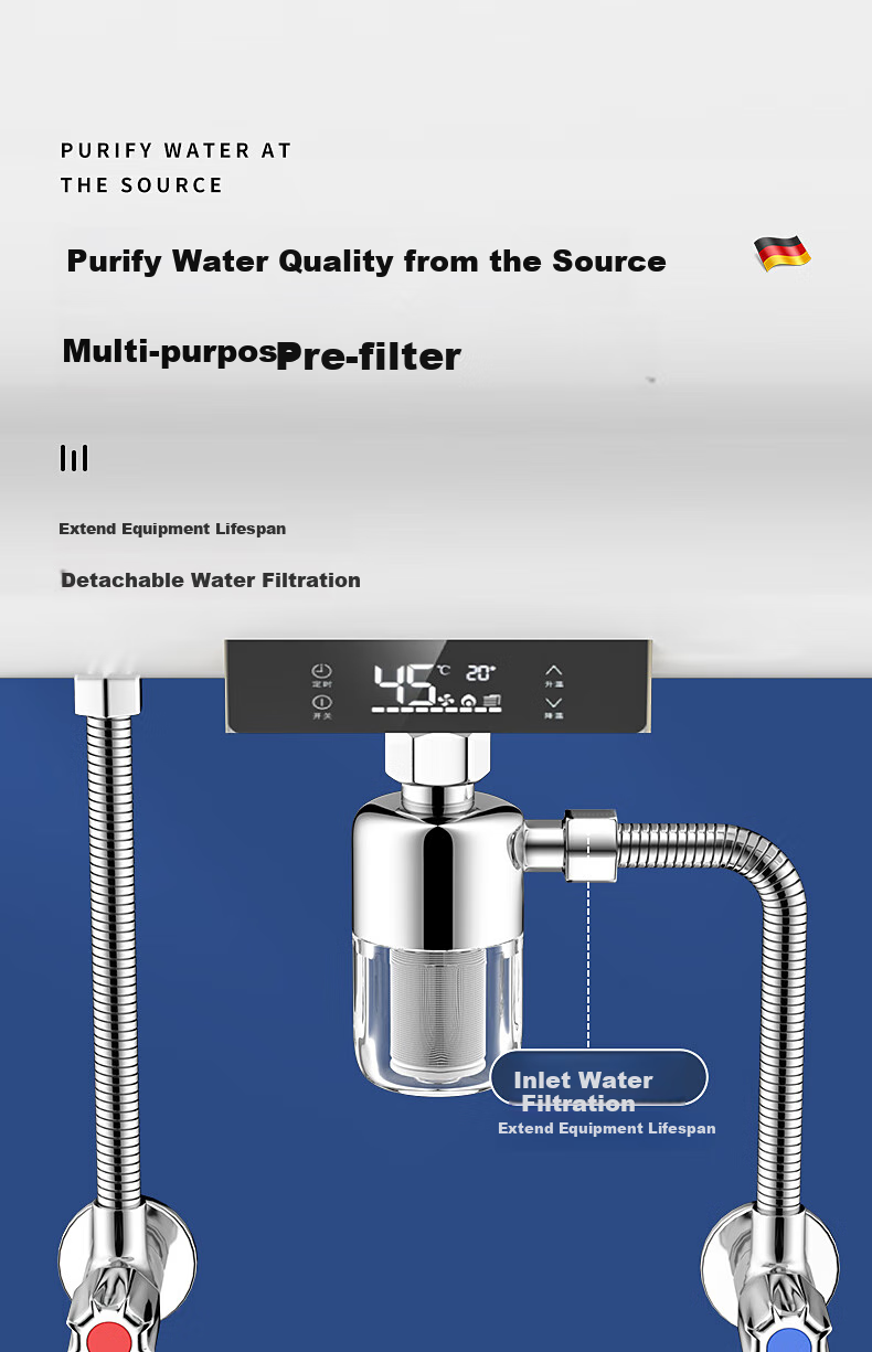 Muvi Electric Water Heater Pre-Filter Washable Toilet Washing Machine Shower Head Tap Water Inlet Anti-Scale Device 2