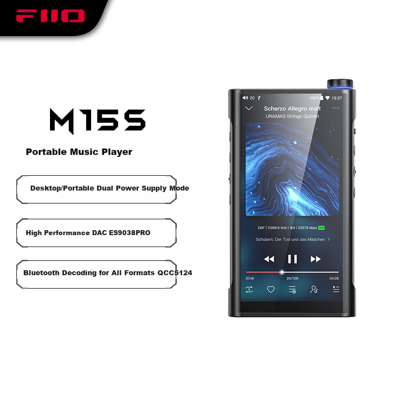 FiiO M15SHiFi Player, MP3 Lossless Music, Android Portable, Bluetooth WiFi Balanced DSD Decoding Player, M15S