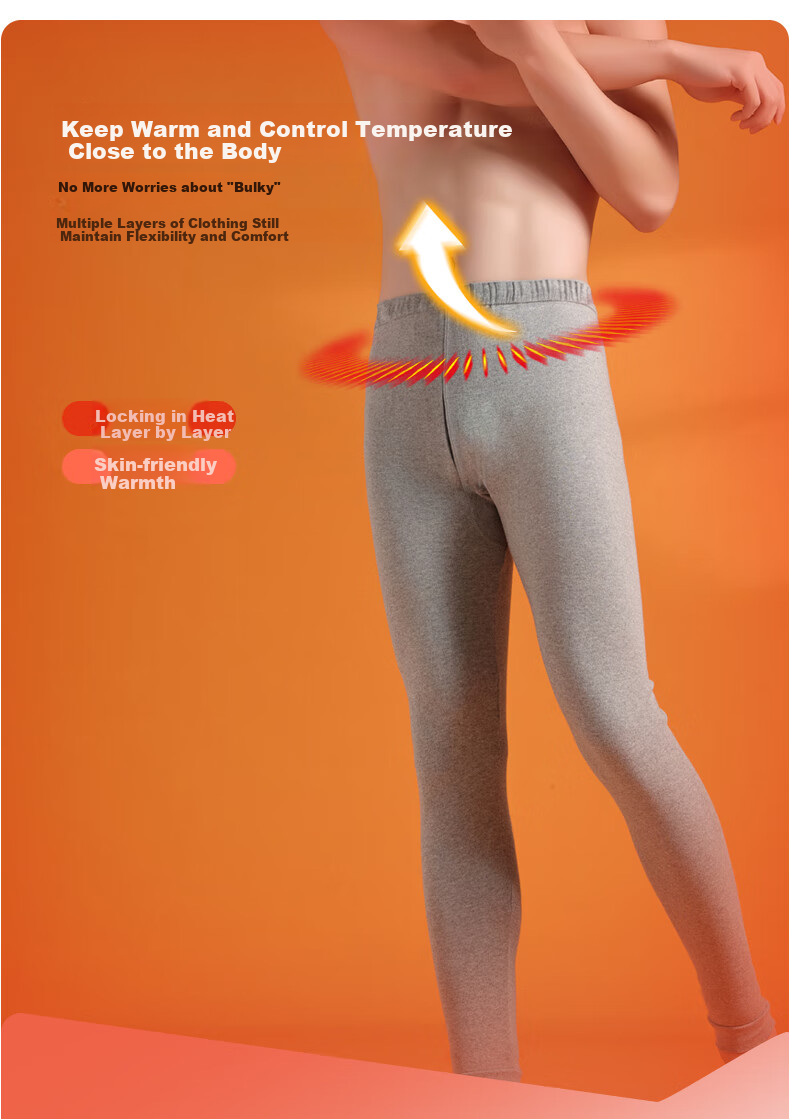 Yiershuang [100% Pure Cotton, 2-Pack] Men's Thermal Underwear, Youth All-Cotton Warm Pants, Autumn And Winter Base Layer Cotton Long Johns 2