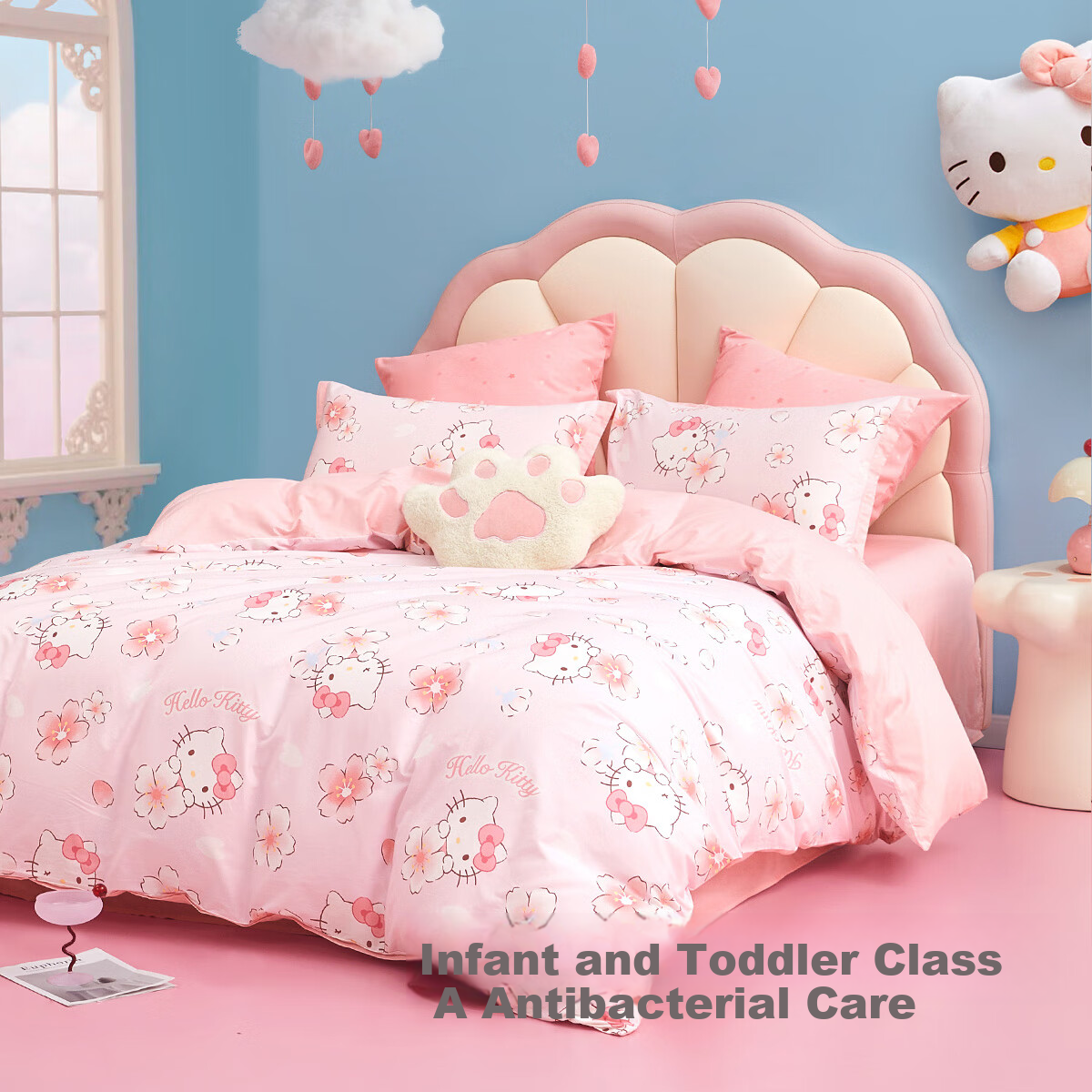 Детский комплект постельного белья MERCURY Kids, 3 предмета, 100% хлопок, размер 150x210 см, дизайн "Вишневый цветок KT"