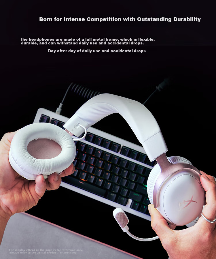 HYPERX Cloud III Wired Gaming Headset with Fog Light Pink, DTS Sound, 53mm Driver Unit, E-Sports Over-Ear Gaming Headphones Compatible with Triaxial Actio 4