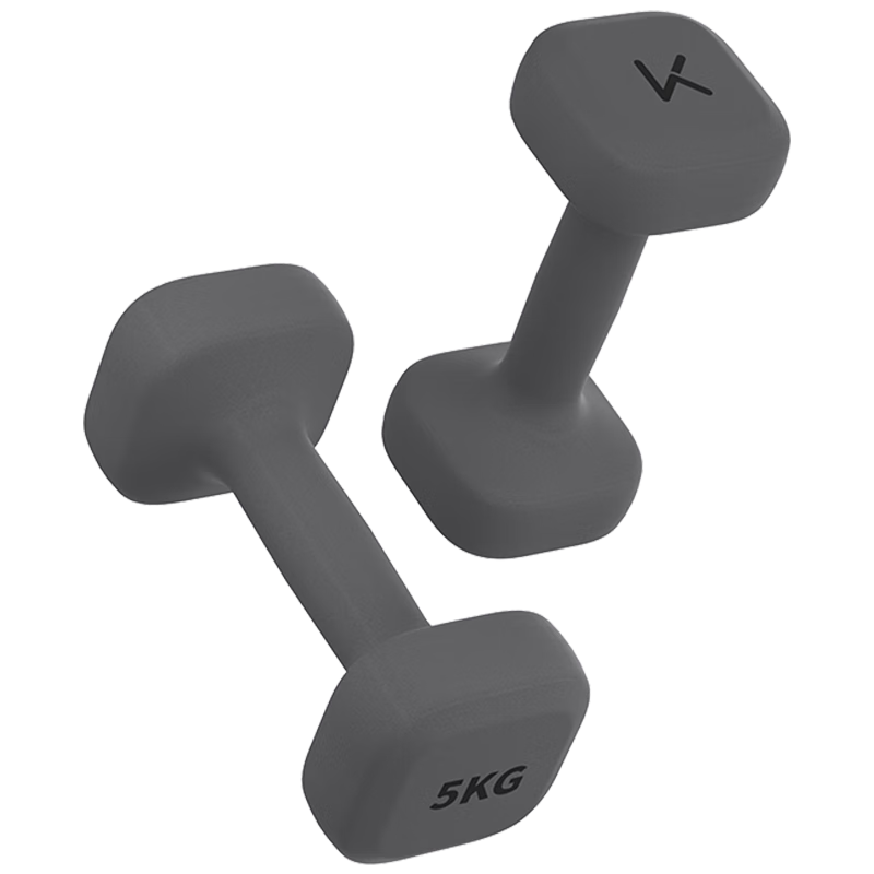 Keep Cloud Sensation Square Dumbbells Unisex Home Fitness PVC Coated Strength Training Course Rock Gray 5kg*2