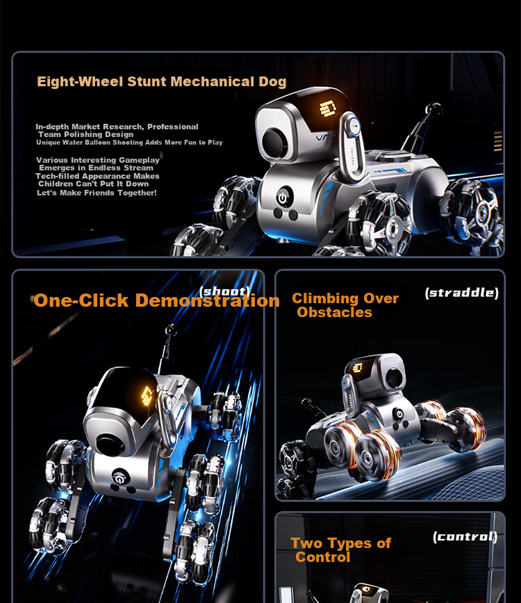 AoZhiJia Robot Dog Children's Toy Remote Control Car, Birthday Gift for Boys Aged 3-6, Stunt Drift Transforming Intelligent Robot 3