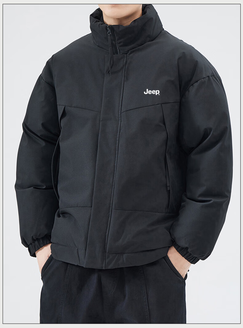 JEEP Men's Thickened Warm Windproof Cotton Padded Jacket Loose Casual Winter Coat 18