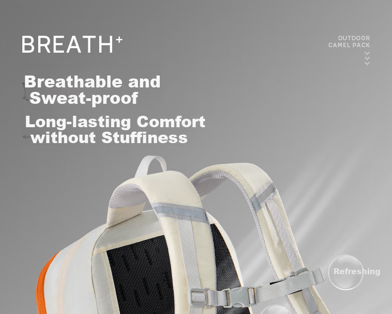 CAMEL Cloud Stream Oxygen Pack, Outdoor Hiking Backpack, Sports Travel Trekking Waterproof Rucksack, Beige 11