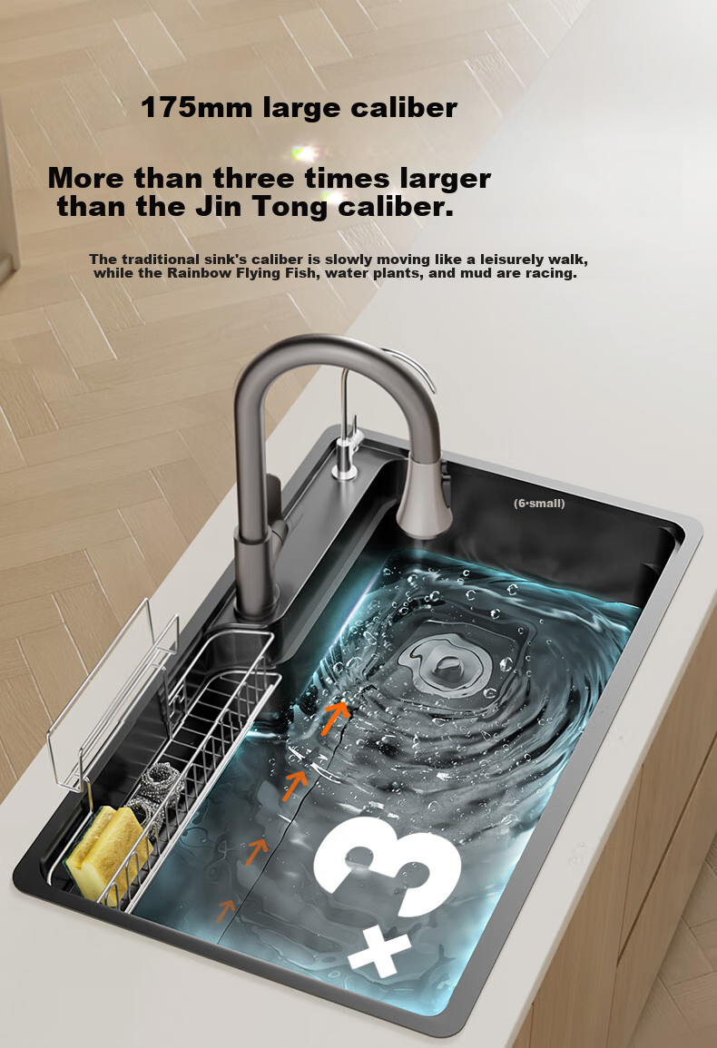 Yuhongfeiyu Kitchen Sink, Multifunctional Large Single Basin, Thickened 304 Stainless Steel, Household Vegetable Washing Basin, Large Single Basin Sink, TC75SC 7