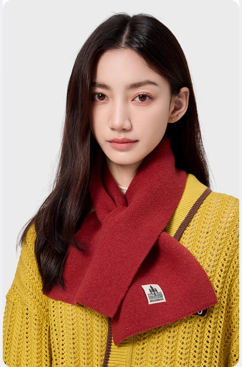 MISSION UV Pure Wool Small Scarf Women Autumn Winter Warm Neck Warmer Lightweight Outdoor Short Scarf 1