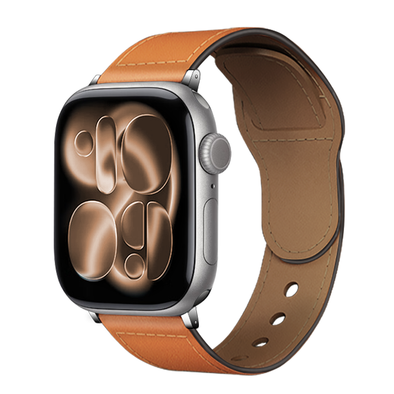 MSSM Leather Watch Strap Compatible with Apple Watch, Swift Cowhide Band for IWatch S12/11/ultra4/S10/9/SE3 - Brown 44-49