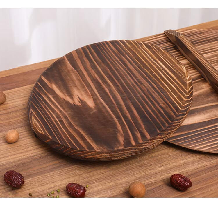 Quanshi Cedar Wood Lid Household Traditional Wooden Stir-Fry Pan Cover Round Solid Wood Water Jar Lid Large Pot Lid 32cm 4