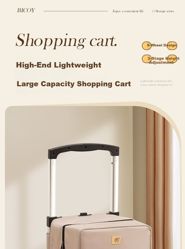 Baicaoyuan Grocery Shopping Cart, Portable Household Trolley, Supermarket Hand-Pushed Cart, Foldable Pull Rod Cart for Elderly 1
