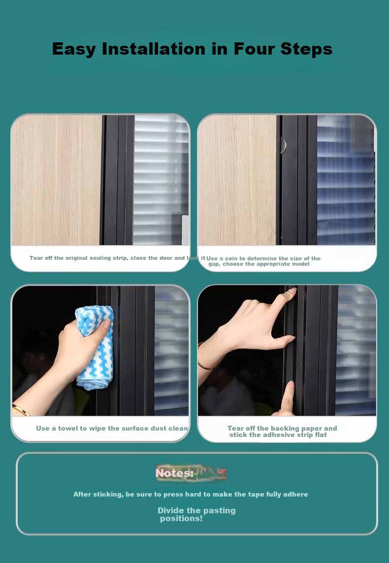 Mileqi Bedroom Door Soundproof Windproof Rubber Strip, Plastic Steel Window Gap Sealing Windproof Strip, Door Gap Frame Soundproof Cold-Proof Sealing Strip, Black, 20mm Wide * 2 Meters Long / 4 Rolls [10mm Thick] 7