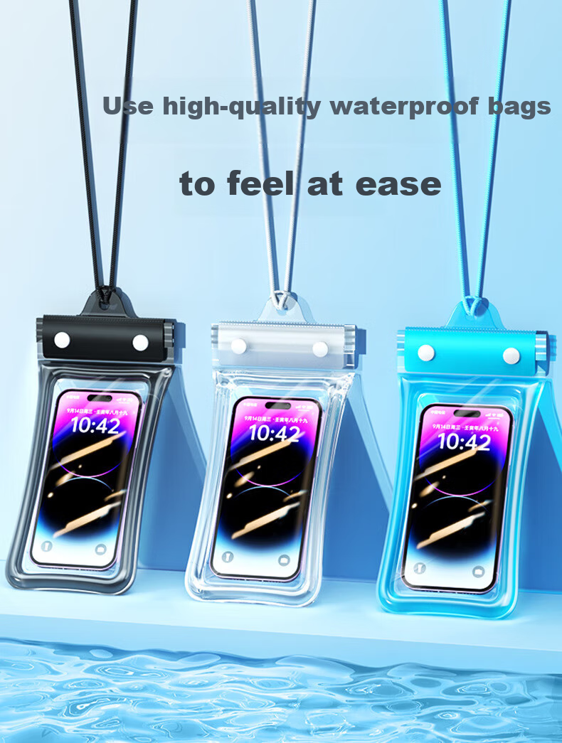 Bahainiao Waterproof Phone Pouch with Touchscreen Functionality, Airbag Protection, Shockproof, Suitable for Swimming, Travel, Hot Springs, Underwater Delivery Riders, with Strap 1