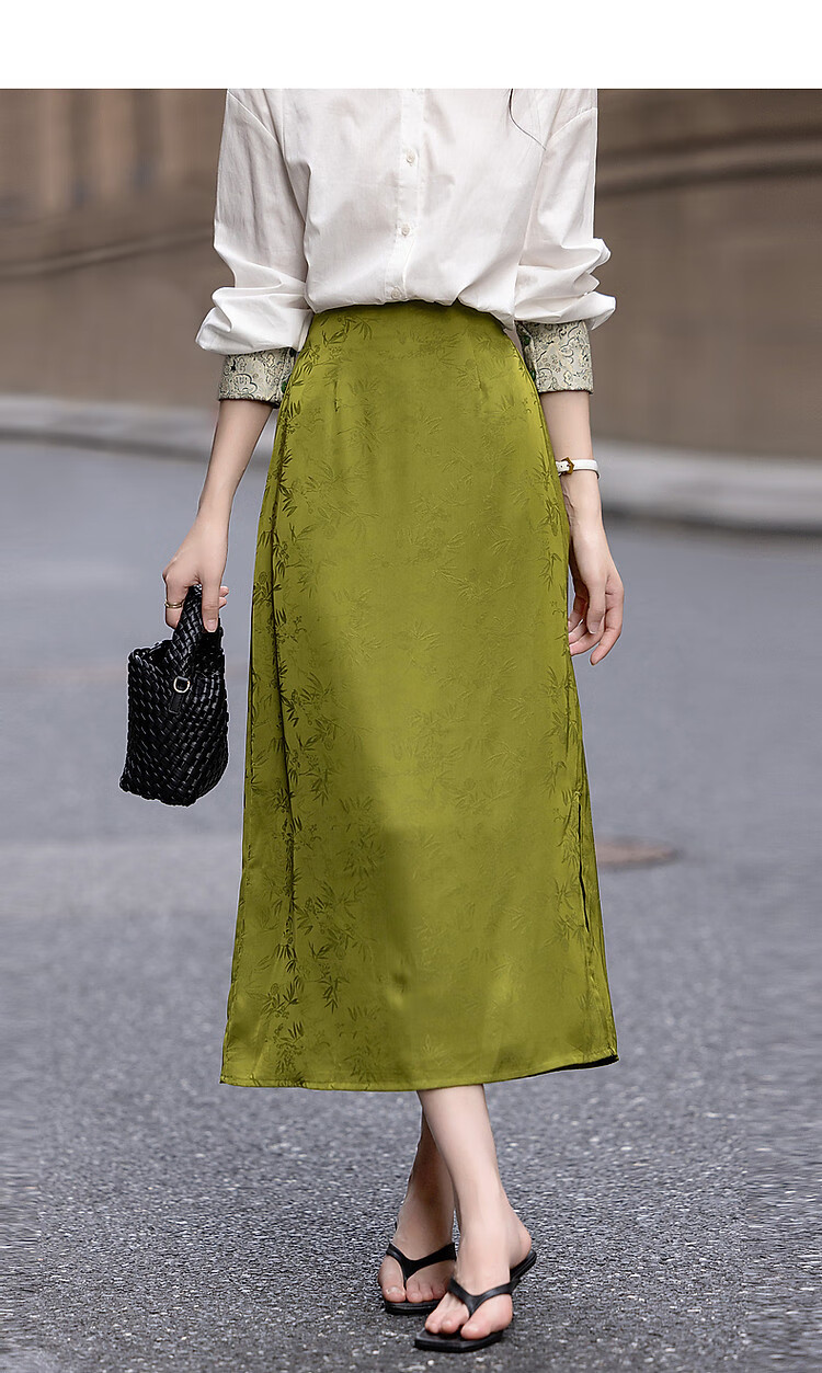 Dme [Bubushenghua] Autumn Chinese Style New Comfortable Elastic Waist Fashionable Slit Skirt for Women to Conceal Body Shape 4