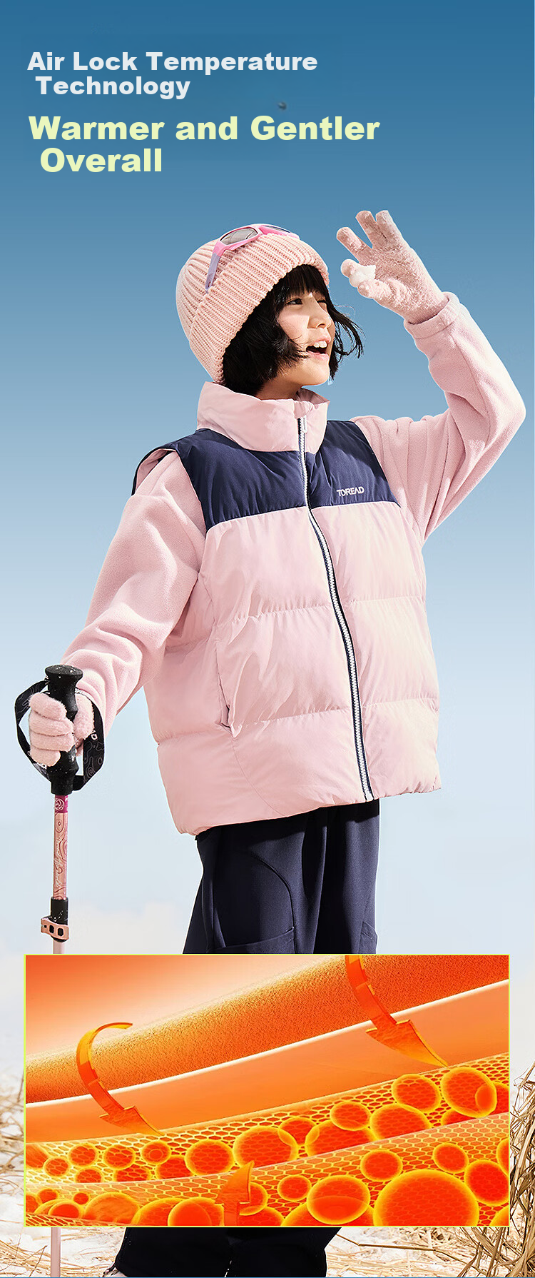 TOREAD Flagship Children's Vest for Boys And Girls, Autumn And Winter Lightweight Cotton Waistcoat Jacket, Candy Pink, Size 130 6