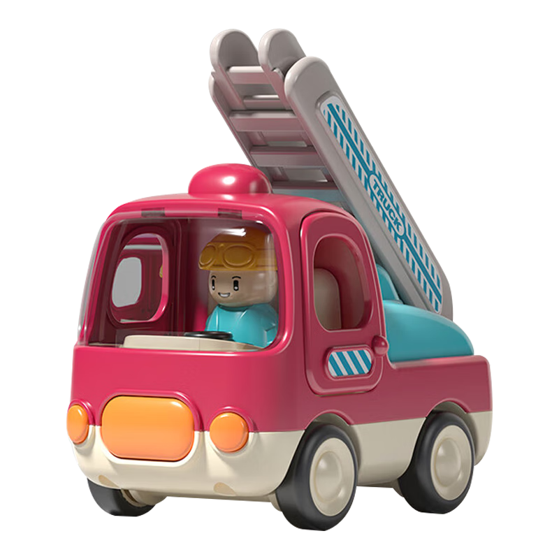GOODWAY Children's Toy Car for Ages 1-3, Fire Truck Excavator with Inertia Sliding, Gentle on Hands, Gift Box Set, Birthday Present