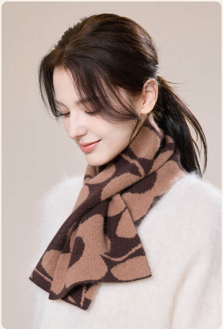 JIUMU 100% Cashmere Small Scarf Women Autumn Winter Warm Neck Warmer Short Scarf Ladies Gift Box Set 7