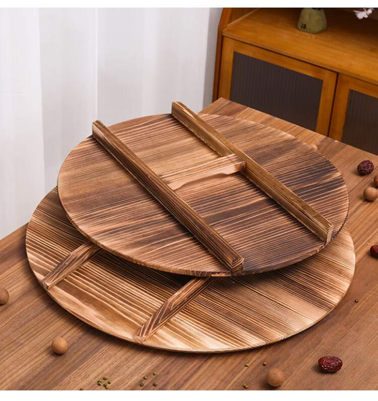 Quanshi Cedar Wood Lid Household Traditional Wooden Stir-Fry Pan Cover Round Solid Wood Water Jar Lid Large Pot Lid 32cm 2