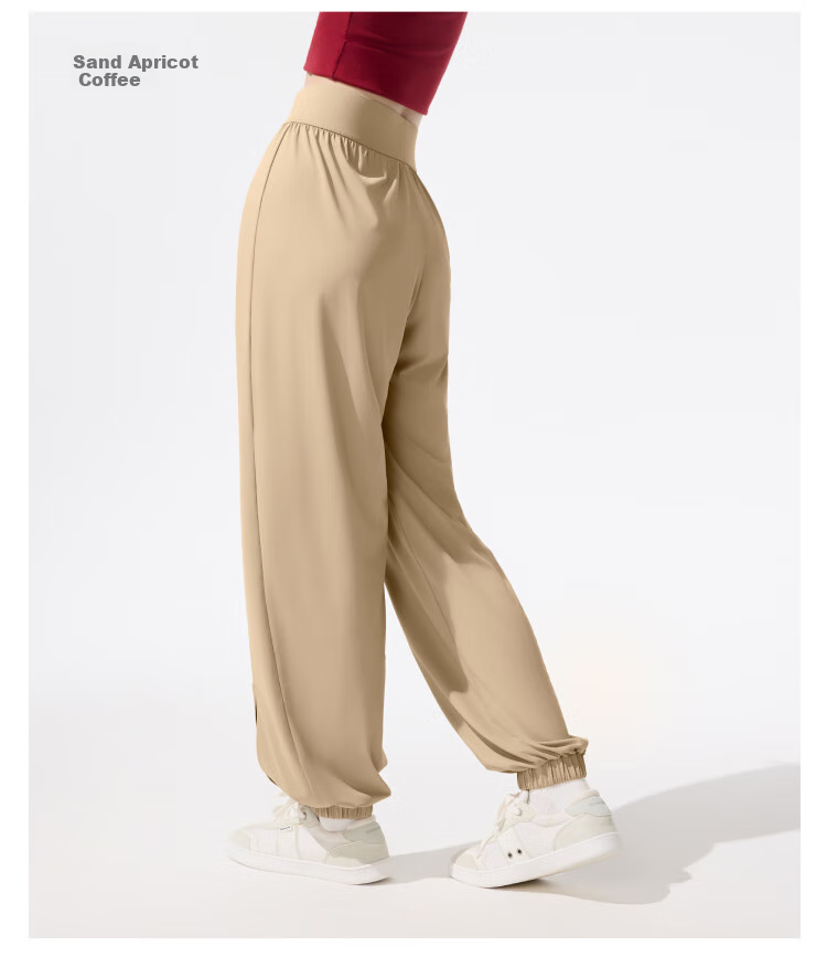 Beneunder Women's Wide-Leg Casual Pants with Elastic Ankle Cuffs, Ice Silk Sun Protection Quick-Dry High-Waist Trousers for Spring And Summer, New Style AL205 2