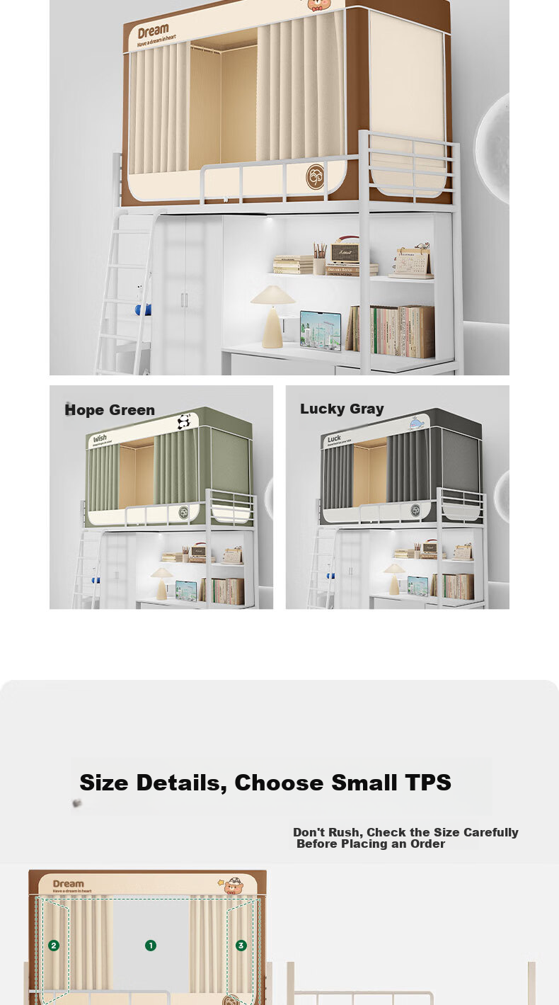 Miansiying Dormitory Bed Curtain for Bunk Beds, Strong Light-Blocking, Integrated Mosquito Net, Fully Enclosed And Surrounded, for College Students' Dormitories 18