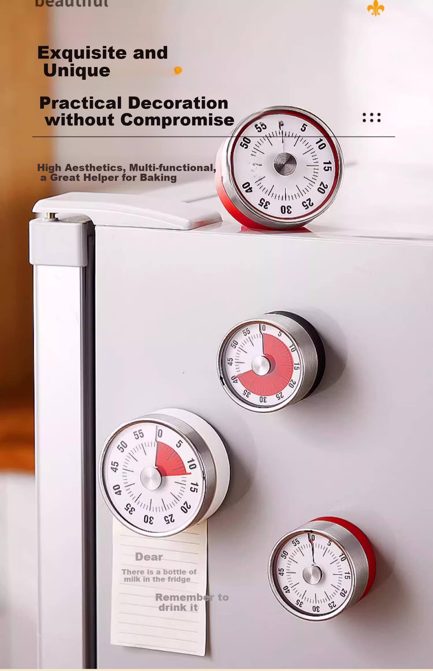 Deming Kitchen Timer Mechanical Core, Visualized Time Magnetic Timer, Kitchen Baking Countdown Timer 8