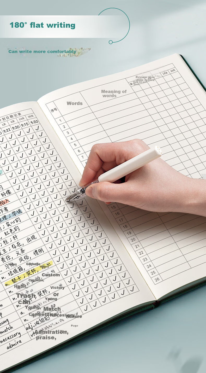 Ujia Aibin Haisi English Vocabulary Memorization Workbook for Middle And High School Students, Vocabulary Notebook for Postgraduate Exam Preparation, CET-4 And CET-6 Review, English Vocabulary Accumulation Book, Dark Gree 7