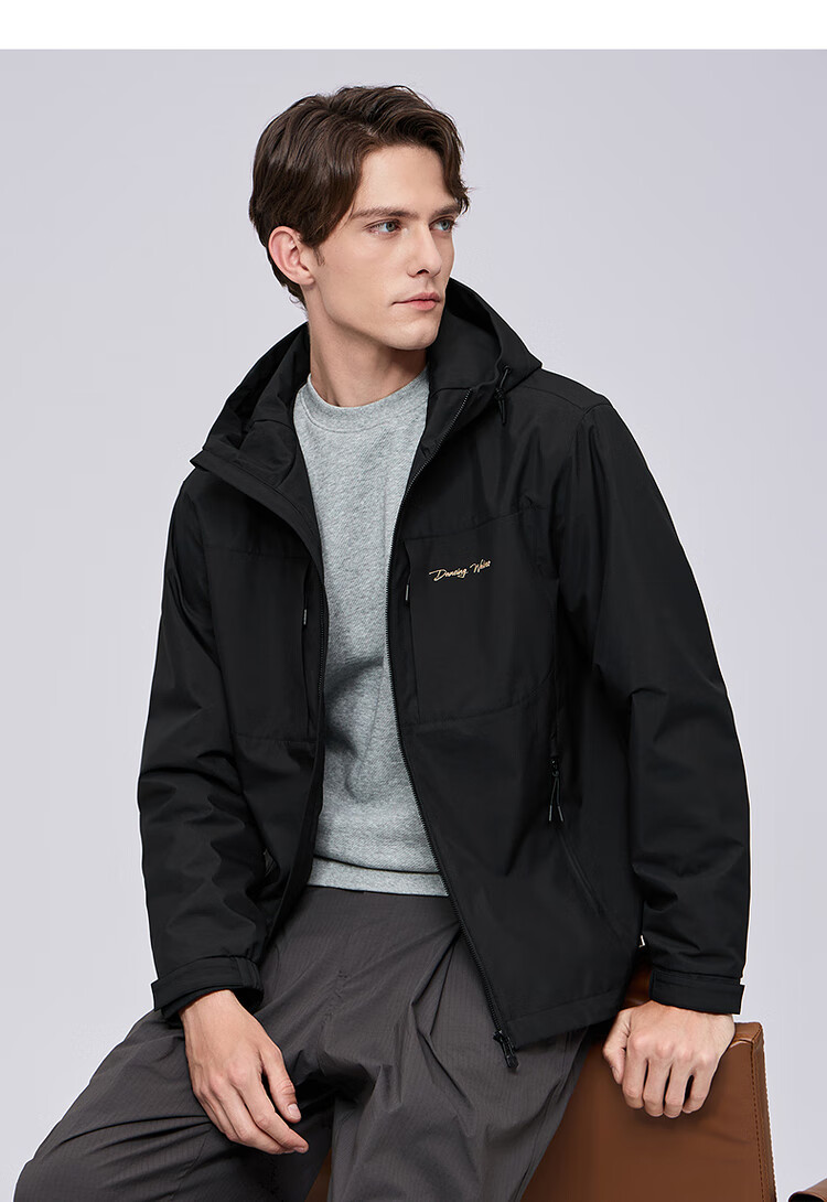 DANCING WOLVES Instant Warmth Outdoor Hooded Jacket Trendy Versatile Warm Comfortable Men's Jacket 701 Khaki S 2