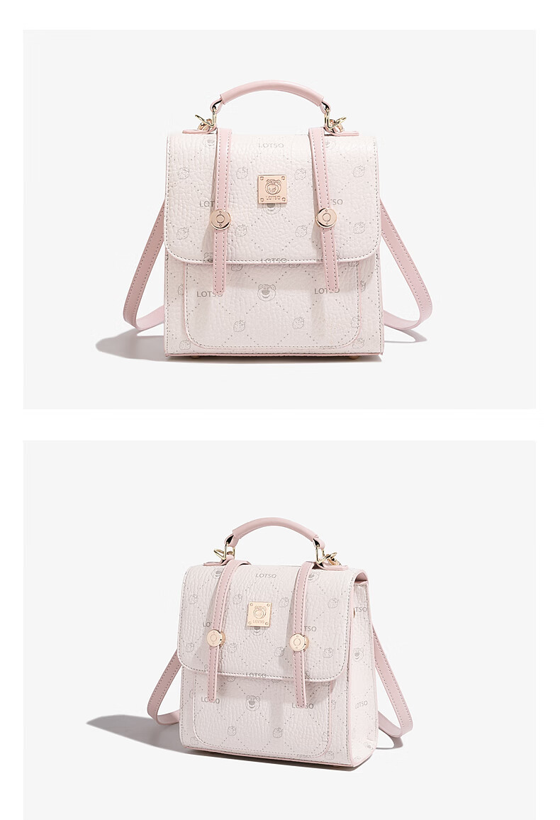 Disney & ORVE Joint Logo Single and Double Shoulder Convertible Crossbody Handheld Cambridge Bag Large Capacity Student Daily Commuting Pink 16