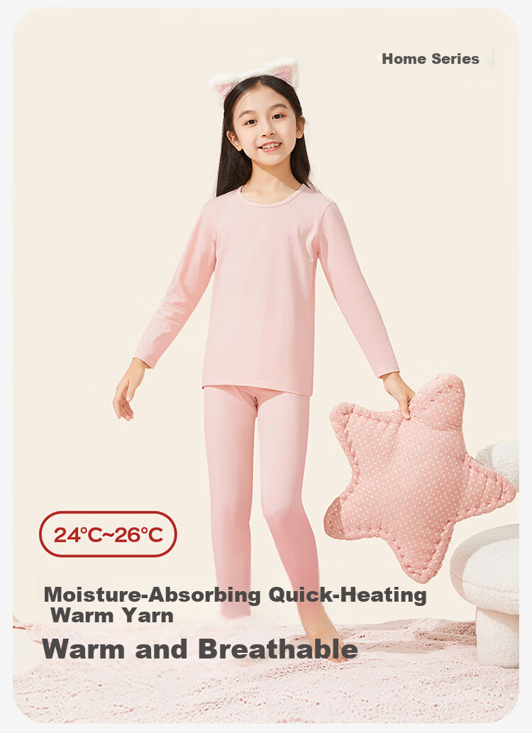 Jiusuiban Children's Thermal Underwear, Girls' Autumn And Winter Fleece-Lined Thin School Uniform Base Layer Cotton Sweater Pajamas Pants, Big Kids Autumn Clothes And Pants 1