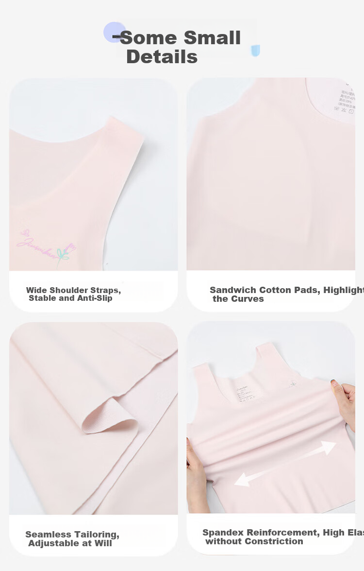 Jiusuiban Children's Vest for Girls, Size 120s, Jinmo, for Ages 8-10, Puberty Bra with Padding, School Uniform, Nipple Covers, Underwear 9