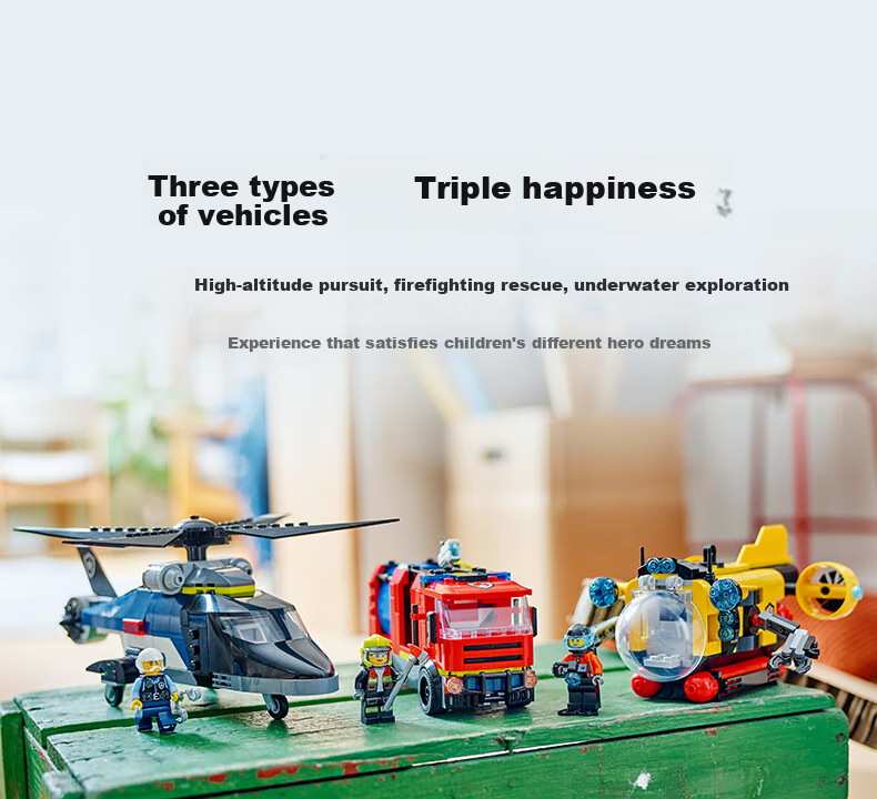 LEGO City 60462 Helicopter Fire Truck And Submarine Set, Boys And Girls Children's Toy Birthday Gift 6