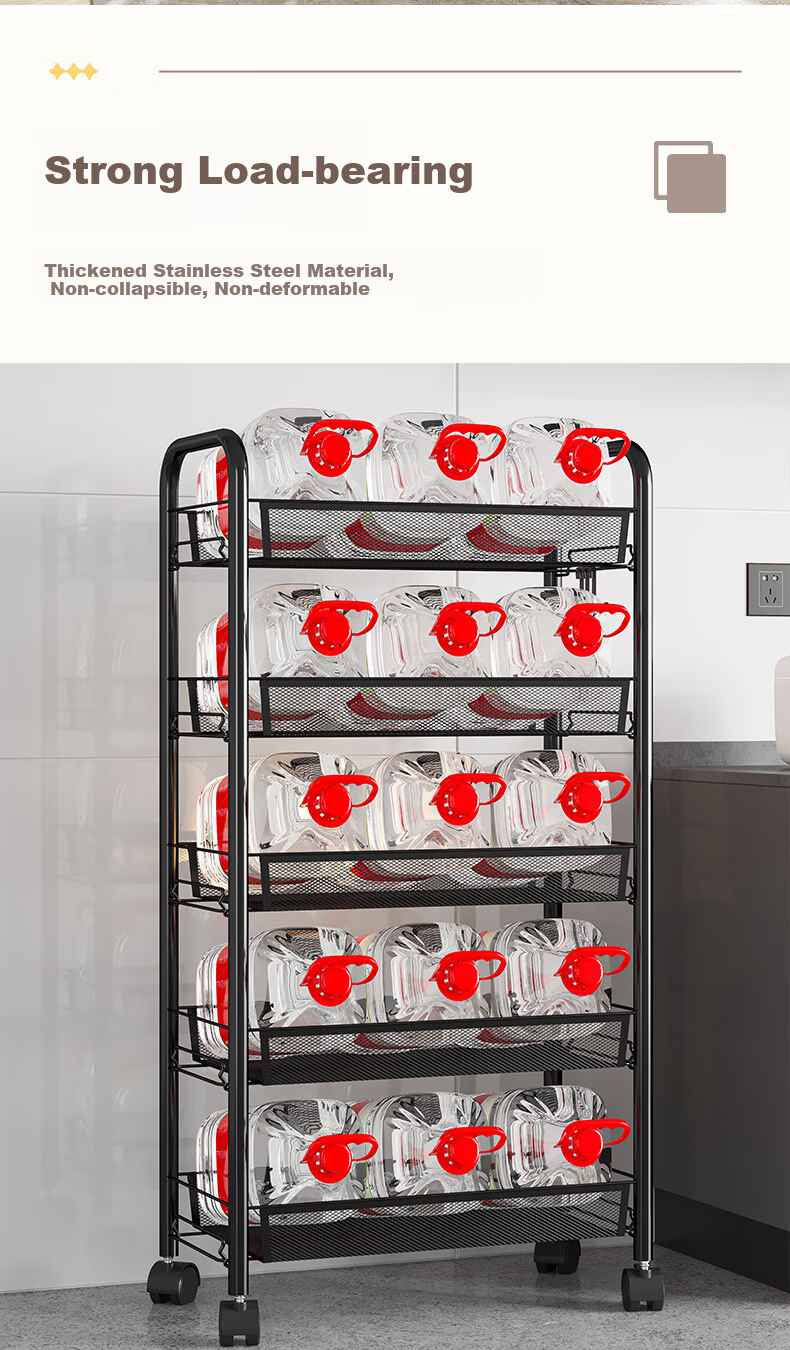 Nanye Small Cart Storage Rack Multi-layer Mobile Household Children's Snack Storage Rack with Hooks ZWC-1 7