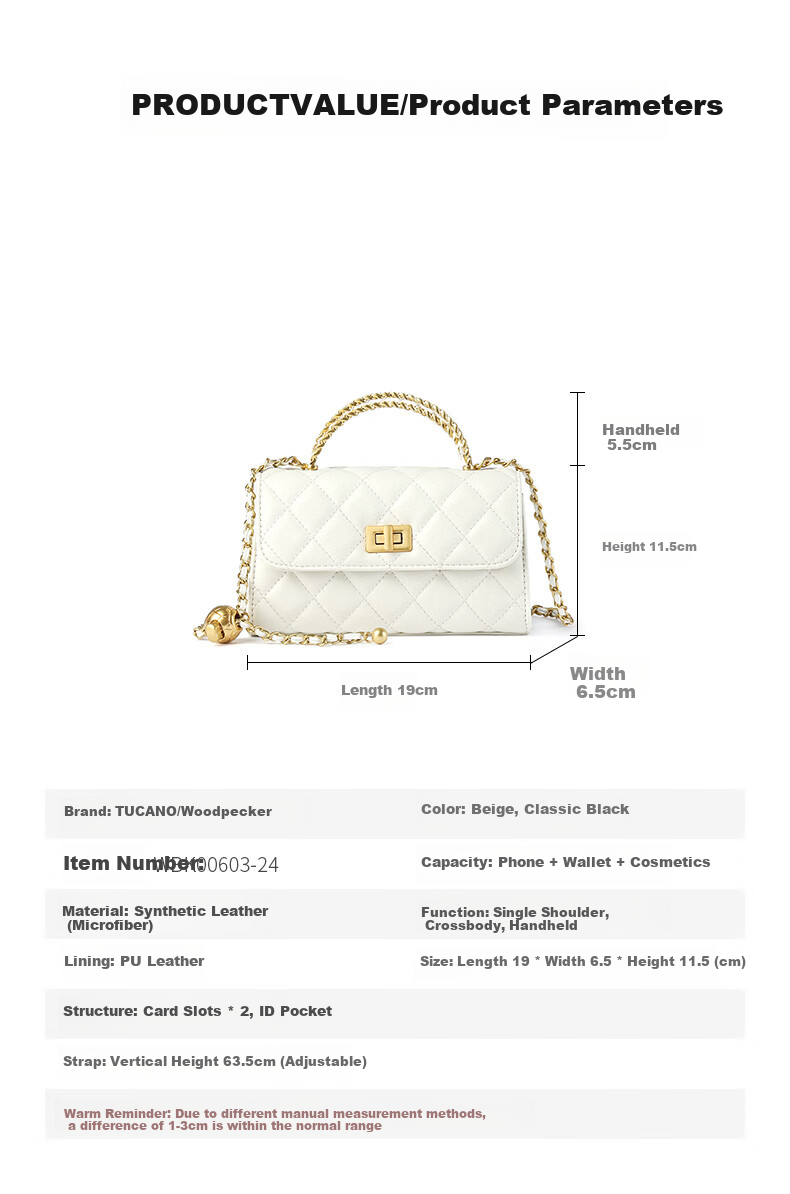 TUCANO Women's Leather Shoulder Bag Small Fragrance Style Quilted Chain Bag Fashion Versatile Crossbody Bag Mother's Day Birthday Gift 11